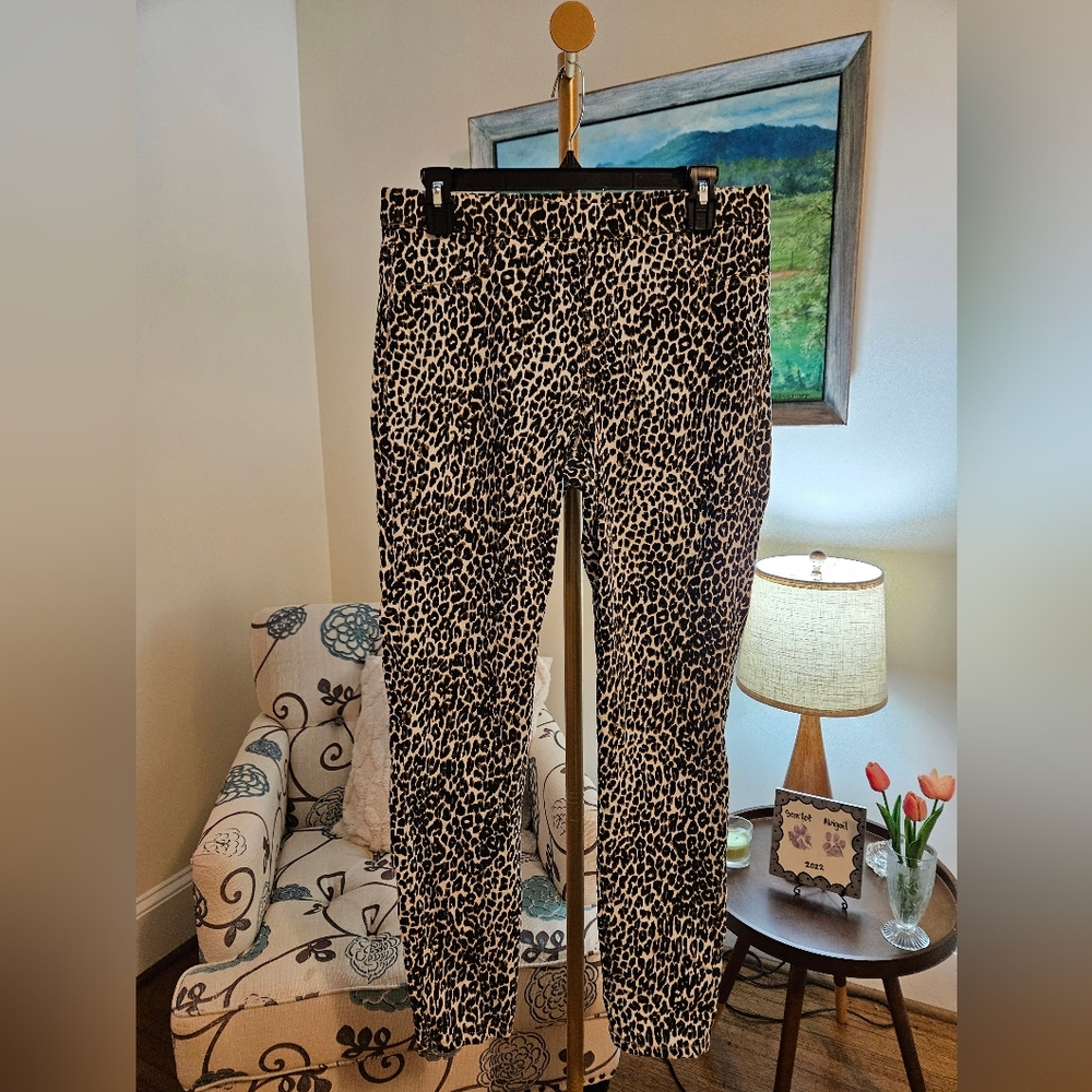 Vanilla Star Leopard Print Pull-on Midrise Pants Sz Lg